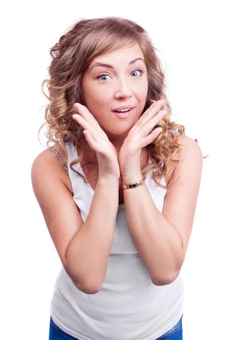 Surprised Woman Looking Up Stock Image Image Of Long