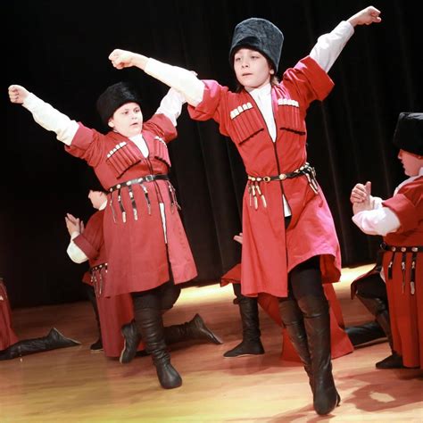 Dancing Circassian Boys In Traditional Wear Costumes Of Europe