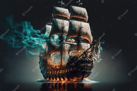 Premium Ai Image Model Of A Pirate Ship With Water And Fog