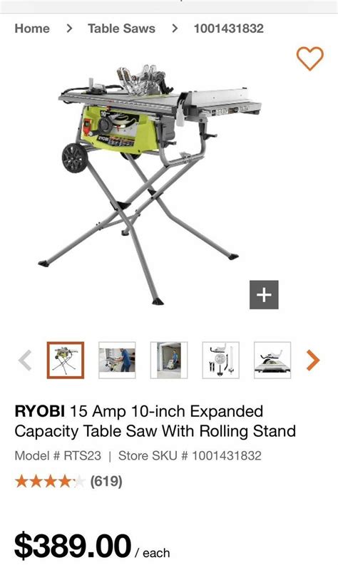 Best Ryobi 15 Amp 10 Inch Expanded Capacity Table Saw With Stand For