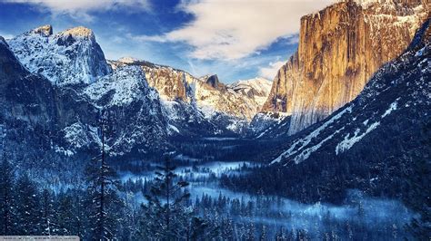 Yosemite National Park Snow Mountains Nature Wallpapers Hd Desktop