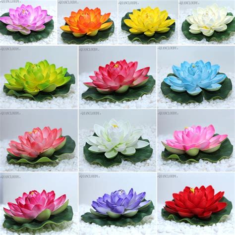 2021 artificial fake lotus leaf flowers water lily floating plants wedding half open pond
