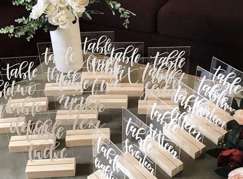 Or show off table numbers with larger versions. Acrylic Perspex table numbers. Wedding and event Signage. Table settings, wedding decor. Luxe ...