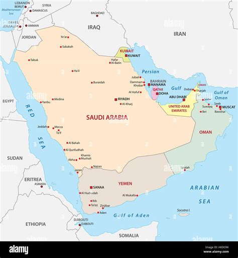 Mapa De La Península Arábiga Imagen Vector De Stock Alamy
