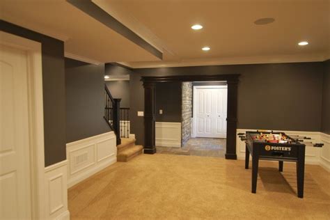 Wooden style basement flooring idea. Basement Paint Color Schemes | A Creative Mom