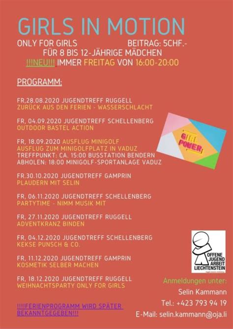 Das Neue Mädchenprogramm Für Ruggell Gamprin Und Schellenberg Ojali
