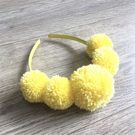 Yellow Headband Pom Pom Headband For Women Pompom Crown Etsy