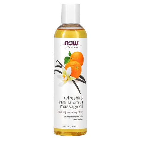 Now Foods Solutions Refreshing Vanilla Citrus Massage Oil 8 Fl Oz 237 Ml