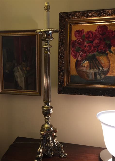 Beautiful lamps, very pleased with my purchase. Impressive Antique Tall Table Lamp Pricket Brass | 325508 ...