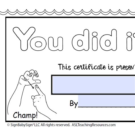 Editable Student Award You Did It Asl Teaching Resources
