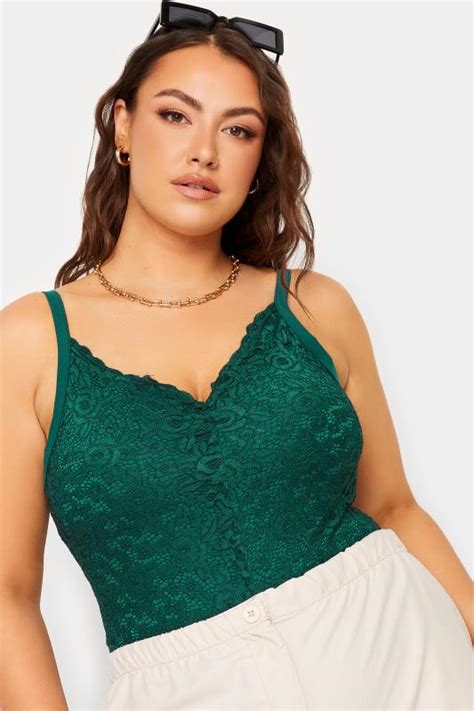 Plus Size Limited Collection Green Lace Bodysuit Yours Clothing