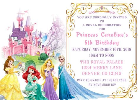 Disney Princess Birthday Invitation Princess Birthday Invitations