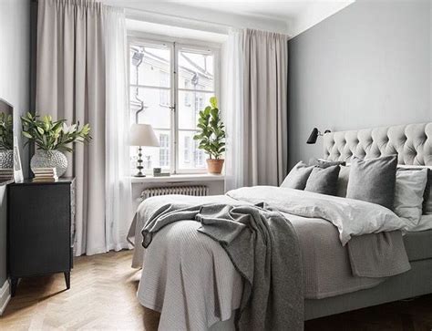 Bedroom With Lots Of Gray And Neutrals Love The Long Curtains