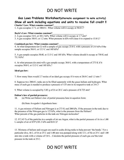 Apply the ideal gas law to molar volumes, density, and stoichiometry problems. Boyles Law Worksheet Answer Key - Promotiontablecovers