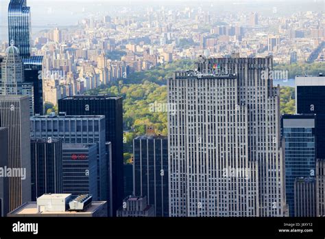 Aerial View Over The Comcast Building Rockefeller Center Towards