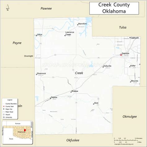 Map Of Creek County Oklahoma Where Is Located Cities Population