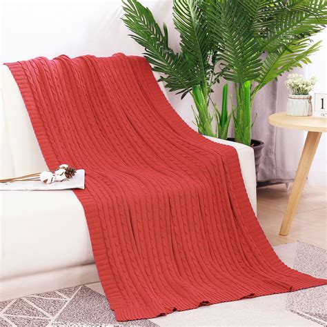 Cotton Blanket Decorative Cable Knitted Throw Soft Warm Knit Blanket