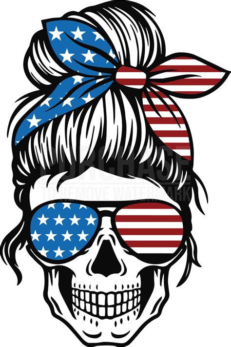 Mom Life Skull Svg American Flag Skull Svg