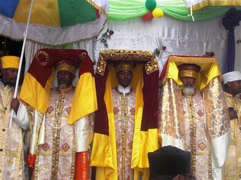 Ethiopian Priests Carrying Wrapped Replicas Of The Ark Of The Covenant