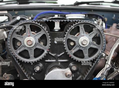 Fan Belt At The Front Of A Modified Mazda Mx 5 Sports Car With Dohc 16