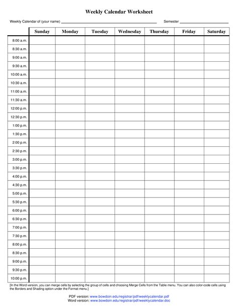 Schedule Template Weekly Pdf Pdf Template