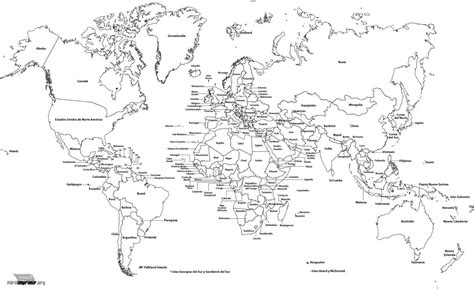 Mapas Mundi Planisferio Con Nombres Para Imprimir Blanco Y Negro As