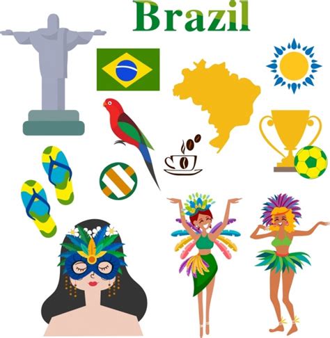 Brazil Design Elemente Bunte Symbole Symbole Symbole-Vector Icon ...