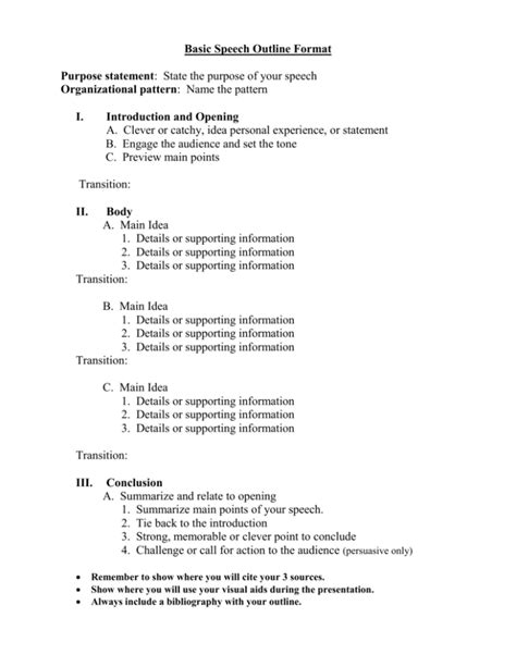 Basic Speech Outline Format