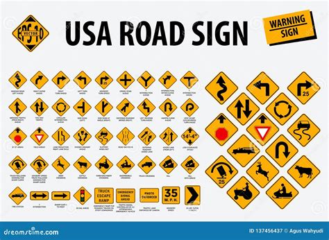 Usa Road Sign Warning Sign Easy To Modify Stock Illustration