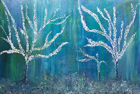 3 White Trees Painting By Dolores Deal Pixels