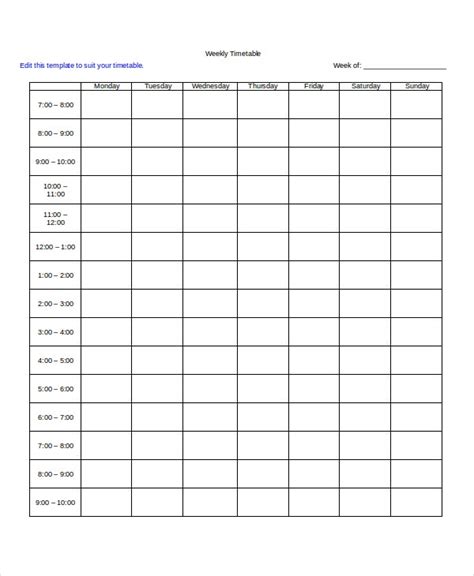 22 Timetable Templates Free Sample Example Format Free And Premium