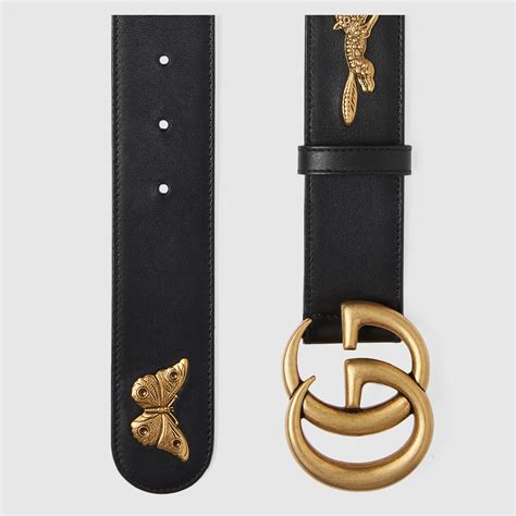 Leather Belt With Animal Studs Gucci Womens Casual 405626dywwt1000