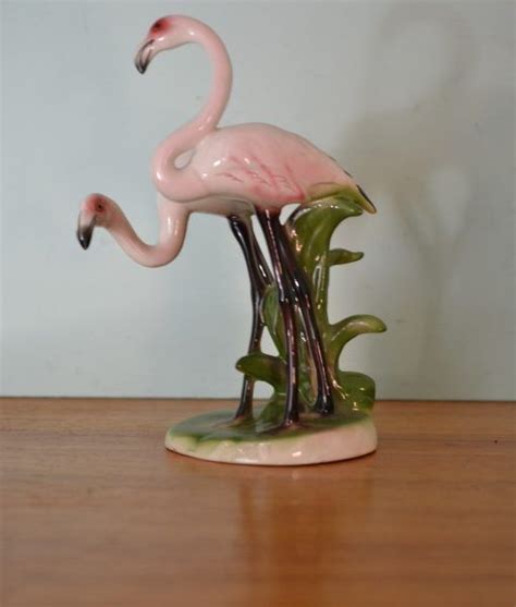 Vintage Pink Ceramic Flamingos Glazed Japan Figurines Mingo2 Funky