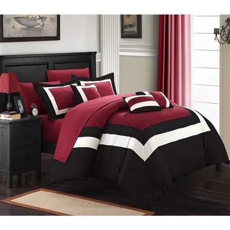 Refresh any bedroom in your house with comfortable linen and sheet sets. Chic Home Darren Red/White/Black 10-piece Bed in a Bag ...