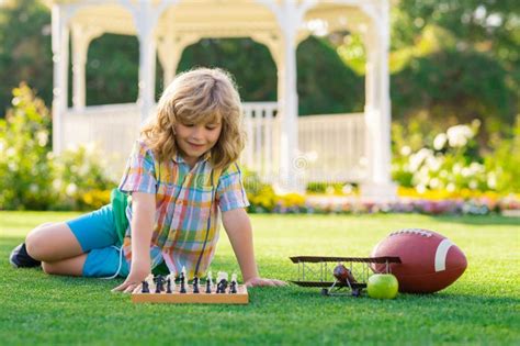 Little Kid Chessman Play Chess Game Checkmate Child Playing Chess In