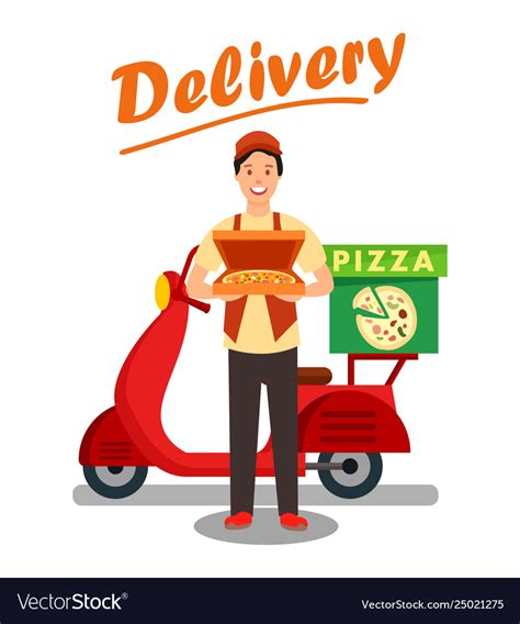 Pizza Delivery Man Cartoon Royalty Free Vector Image