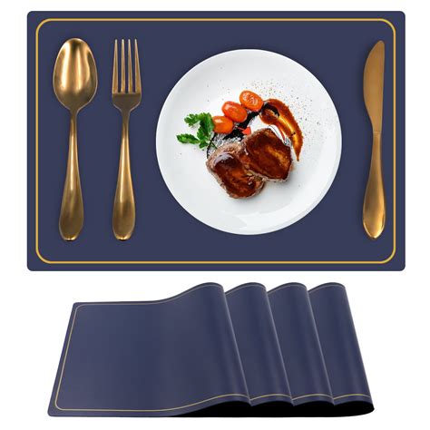 4 Pcs PU Table Mats Leather Non-Slip Placemats for Dining Table