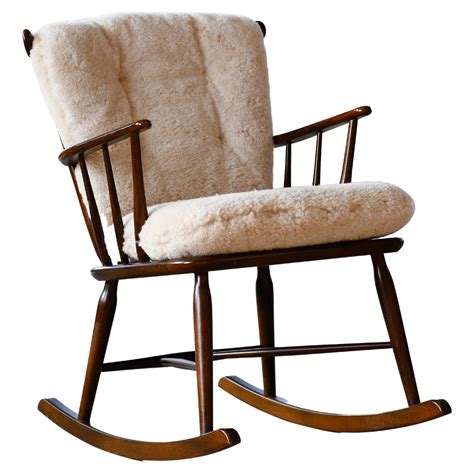 Midcentury Scandinavian Modern Style Spindle Back Rocking Chair Black