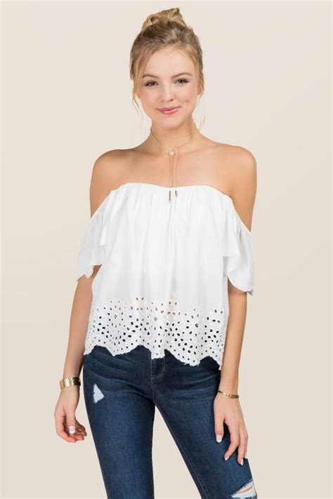 Steph Off The Shoulder Embroidered Eyelet Top Fashion Tops Blouse