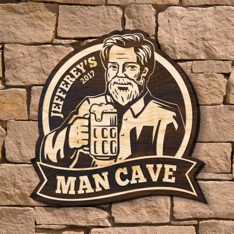 Mighty Man Cave Personalized Wooden Sign Signature Series