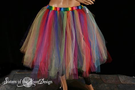 Adult Tutu Rainbow Streamer Knee Length Tutu By Sistersofthemoon