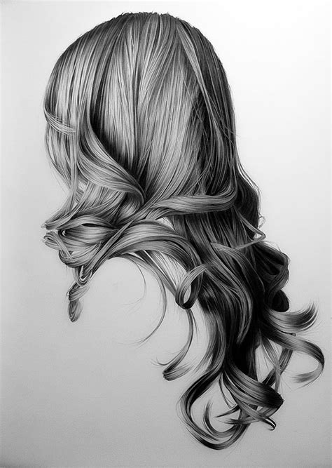 How do you make a pretty boy even prettier? Photo-Realistic Illustrations Of Women's Hair Made With Pencil, Color Pencils - DesignTAXI.com