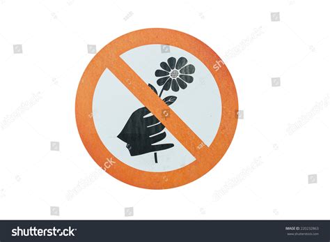 Sign Warn Do Not Pluck Flowers Stock Photo Edit Now 220232863