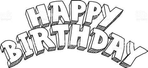 Hand Drawn Vector Drawing Of A Happy Birthday Lettering Happy