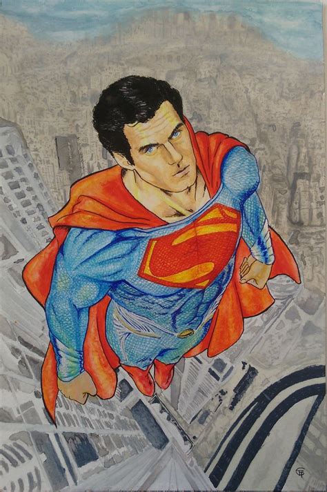 Superman Watercolor Painting Watercolor Art