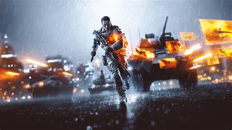 Picture Battlefield 4 Apc Soldiers Running Rain Vdeo Game 2560x1440