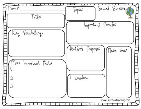 Teachers will give students multiple ways to review information and vocabulary. Social Studies Graphic Organizer Worksheet | Have Fun Teaching