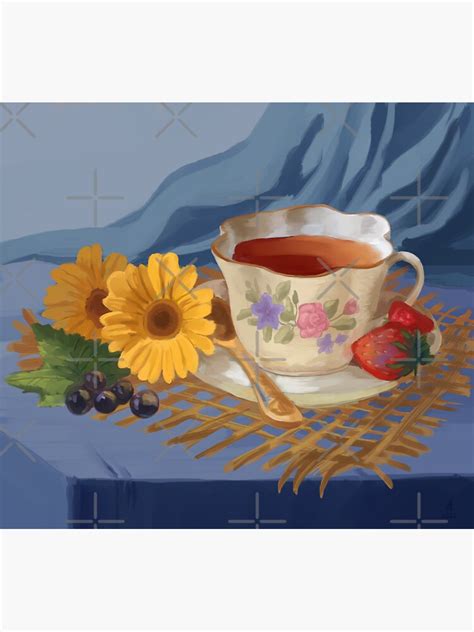 Romantic Tea Time Still Life Painting Sticker By Anatovas Redbubble