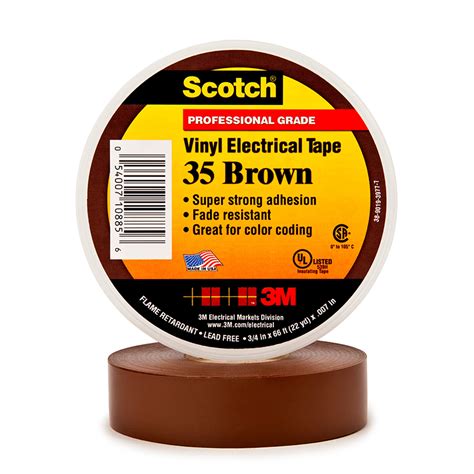Scotch Vinyl Color Coding Electrical Tape 35 34 In X 66 Ft Brown