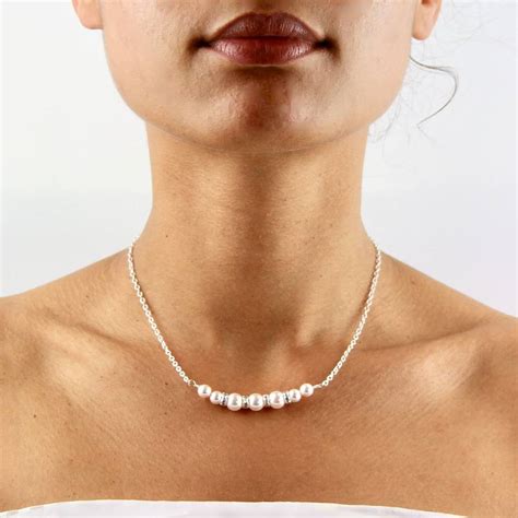 Graduated Pearl Necklace Made With Swarovski Pearls By Gaamaa